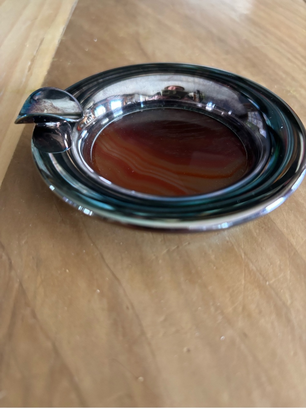 Natural Agate Geode & Silver plate (ash) Tray